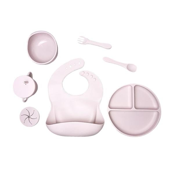 Unbreakable Suction Baby Silicone Feeding Set 5pcs Food Grade With Sippy Cup