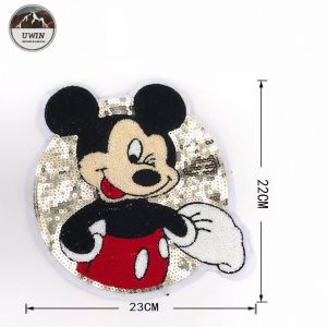 Cartoon Mouse Disney Embroidered Patches , Popular Disney Sew On Patches Custom