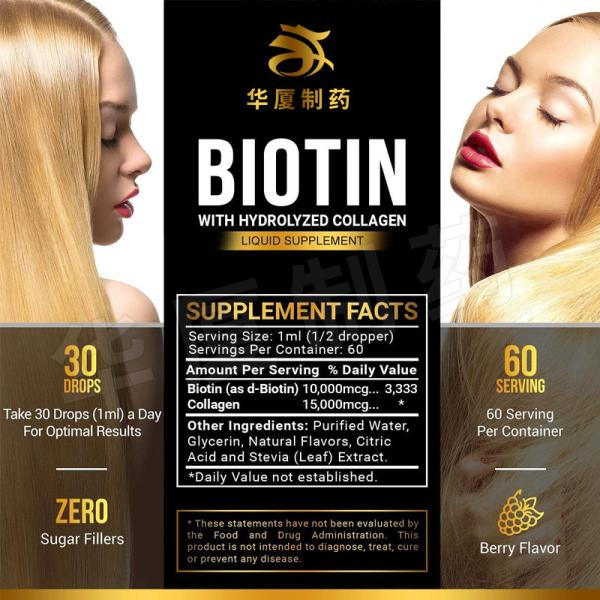 Buy 25000mcg Biotin Hair Growth Drops Strong Nails Glowing Skin 60ML at wholesale prices