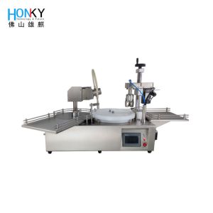 China Desktop Small Essential Bottle Liquid Filling And Capping Machine With Servo Capping System For The Cosmetic Filling on sale China Desktop Small Essential Bottle Liquid Filling And Capping Machine With Servo Capping System For The Cosmetic Filling on sale