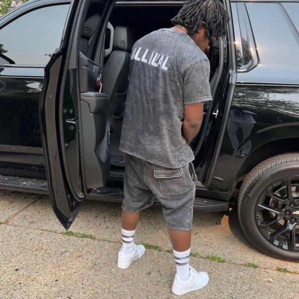 Custom Summer Casual Acid Wash T Shirts and Cargo Sweatsuit Tracksuit Vintage Applique Embroidered Shirt and Shorts Set for Men