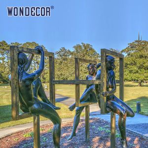 Outdoor Sculpture Elegantly Sitting Bronze Statue Of A Woman