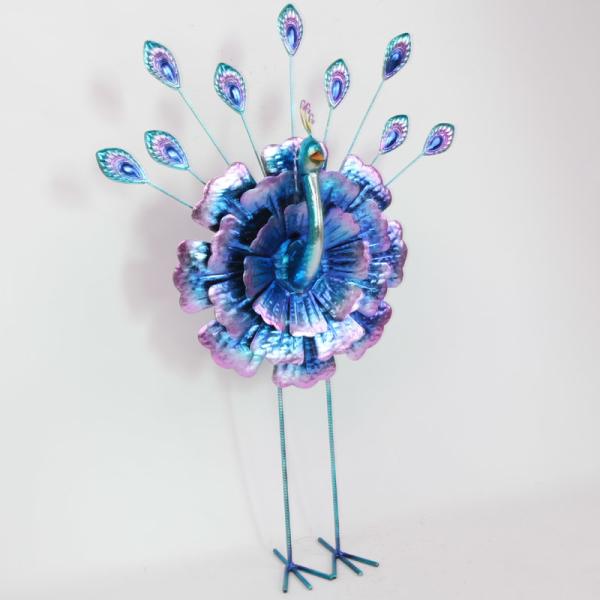 Buy Glossy Colorful Peacock Metal Medium Size Animal Garden Ornament Artistic Design Theme Nature at wholesale prices