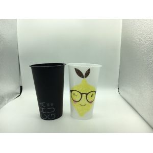 Injection Molded PP Plastic Beverage Cups for Milk Tea Juice , Iml Products