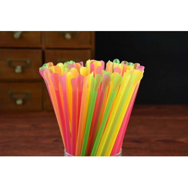 disposable plastic Spoon Straws for slush syrup for Milkshake Straw plastic straws