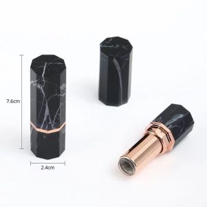 Luxury White And Black Lipstick Tube Empty Container Sexangle Shape
