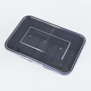 Disposable Plastic Sushi Food Container Black Base Clear Lid Microwave