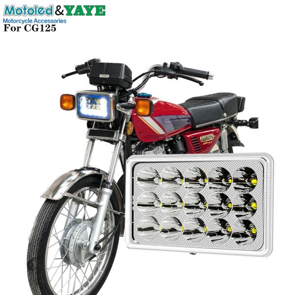 YAYE CG125 LED Headlight 12 Chip DC12V White Blue DRL Motorcycle Light