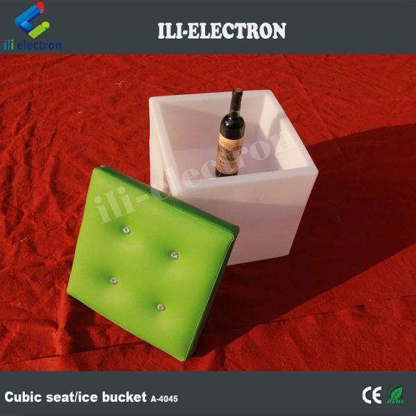 Rechargeable Waterproof Plastic LED Square Ice Bucket for Pub
