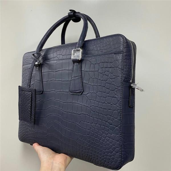 Authentic Crocodile Belly Skin Matt Finish Navy Blue Businessmen Briefcase Purse Genuine Alligator Leather Male Handbag