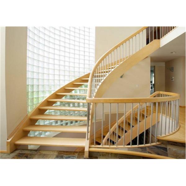 DIY Installation Building Curved Stairs With Tempered Glass Railing , Marble Material