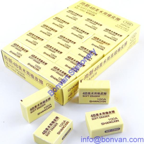 box packed 4b office eraser,brown color office eraser,40/30/20pcs per pack