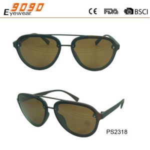 Fashion sunglasses made of plastic frame with bridge, suitable for men and women