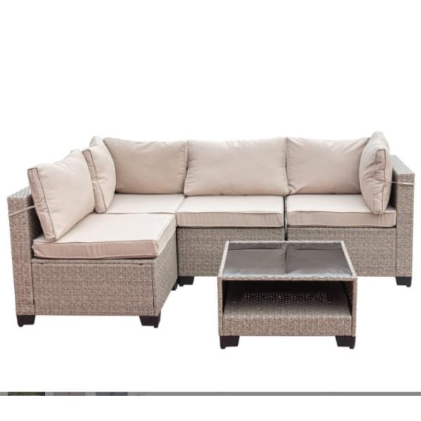 Rattan Corner Sofa Patio Set Modern Luxury Cut Aluminum Frame Hotel Villa Home