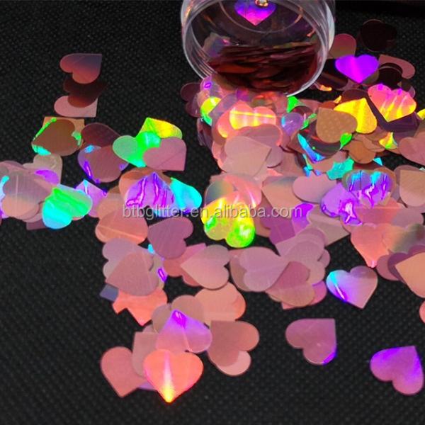 12mm Pink Heart Glitter PVC Polyester Shapes Fashionable Metal Stars Number Wedding Party Valentine's Day Decor Home Crafts