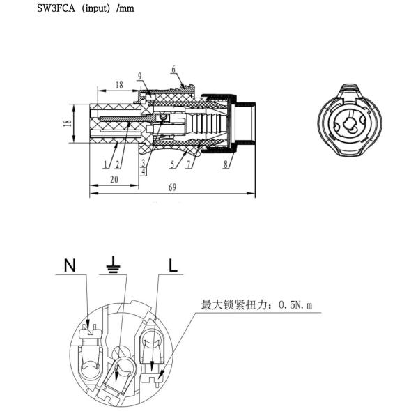 IP44 Indoor Circular Power Connector Male Plug Powercon Electrical