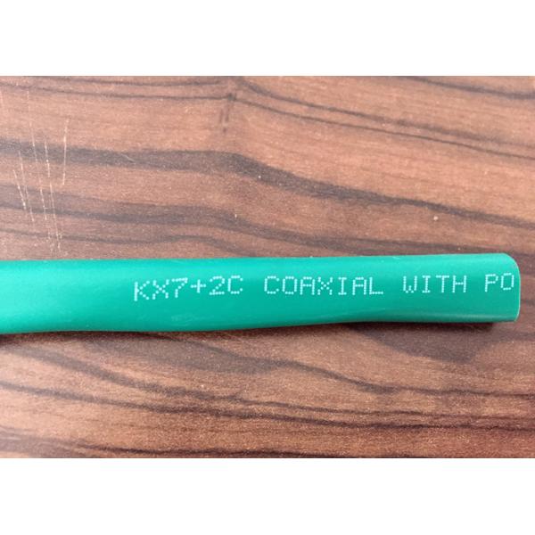 Kx7+2 Alim Siamese Coaxial Cable , Siamese Cable For CCTV Green PVC Jacket