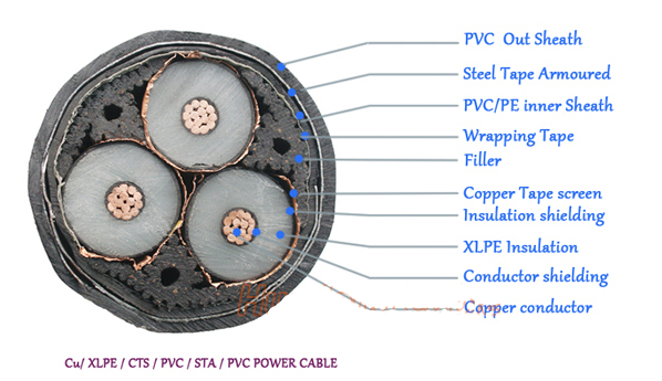 HOT IEC Standard 33kv XLPE Coated Steel Wire Armoured Cable for Construction Low Voltage 12v Copper Conductor Imported Canada