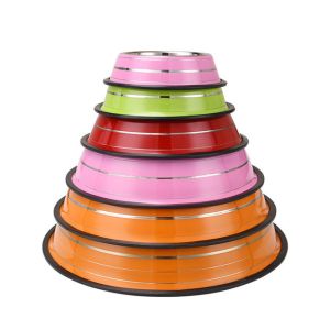 Anti Skid 2500ml Rubber Dog Food Bowl Pet Stainless Steel