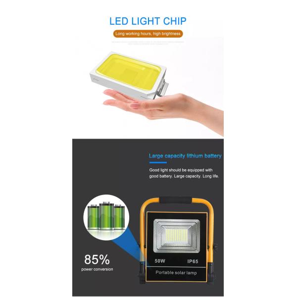 Lithium Battery LED Solar Powered Flood Lights 100W For Corridors