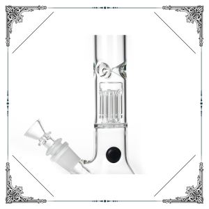 Rasta Color Glass Beaker Bong With Six Arms Percolator Bongs Smoking Water Pipes