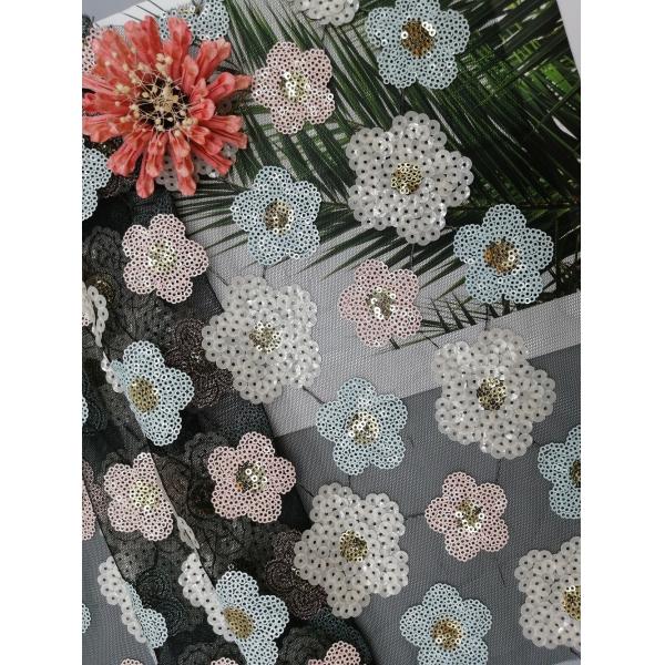 Buy Floral Embroidered Sequin Lace Fabric at wholesale prices