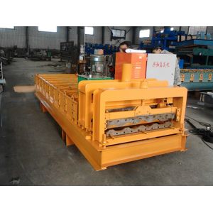 China Roofing Sheet Red Metal Glazed Tile Roll Forming Machine on sale