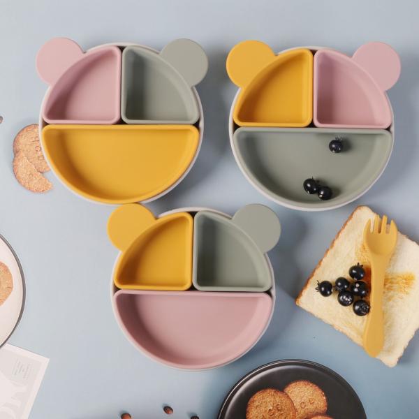 Bpa Free Kids Tableware Food Grade 2022 Silicone Baby Feeding Plate Set Suction
