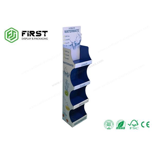 Custom POP Retail Promotional Folding Paper Floor Display Shelf For Drinks