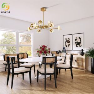 12 Light LED Sphere Chandelier Crystal Metal Gold Pendant Light