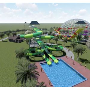 Commercial Dual Flume Water Park Slide Anti Rust 15m Fiberglass Spiral Water