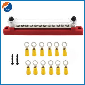 12 Way Common Busbar , 150A RV Marine Solar Copper Terminal Bus Bar With Cover