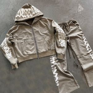 Quality Custom 100% Cotton Distressed Embroidery Applique Embroidery Patch Zip up Plain Hoodies Fitness Men's Jackets Tracksuits for Men for sale