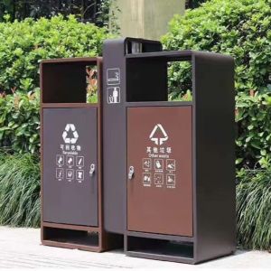 Customized Rectangle Sleek Design Metal Trash Bin With Steel Inner Bin