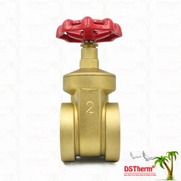 Brass Gate Valve With Red Handle 2" Customized Size High Pressure Bearing