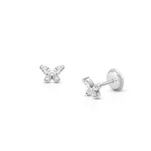 925 Sterling Silver 18K Gold Plated Butterfly Stud Earrings 1.5g
