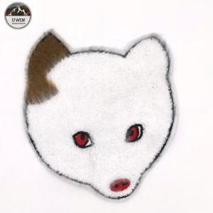Quality Towel Material Sew On Decorative Patches , Specially Designed Fox Embroidered Patch for sale