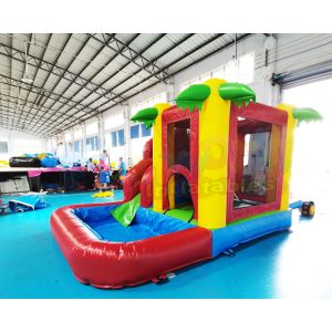 Commercial Backyard Kids Inflatable Bouncer Slide Digitial Printing Logo