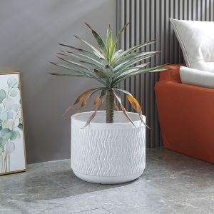 Frost Resistant Patio Fiber Clay Planters Round Shape