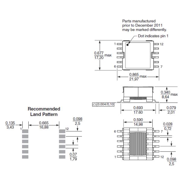 30 – 60 V input GA3271-AL_ Flyback transformer for 13 W PoE applications