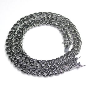 Quality Hot Sale 13.5mm Gunmetal Cuban Chain Necklace For Men Women Hip Hop Rapper Necklace Iced Out Bling Rhinestones Jewelry for sale