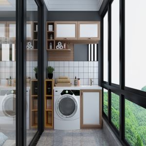 Quality Waterproof Laundry Storage Cabinet with 3D Design 2D Shop Drawing Support from YALIG for sale