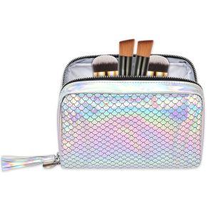 Quality Large Luxury Custom Cosmetic Bag Leather Cosmetic Case 20X7X14CM for sale