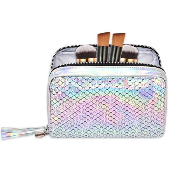 Large Luxury Custom Cosmetic Bag Leather Cosmetic Case 20X7X14CM