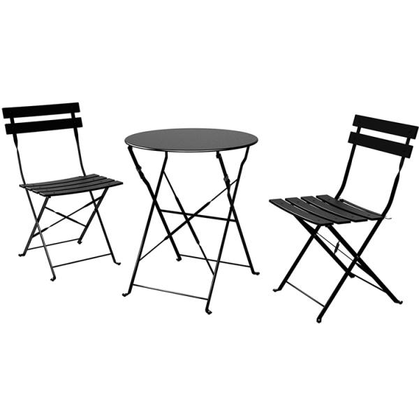 3 Piece Steel Folding Table and Chairs Set Perfect for Outdoor Patio Balcony or Garden