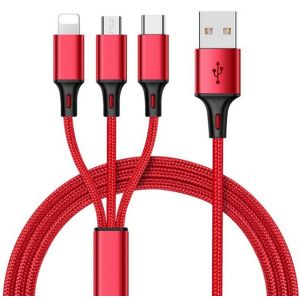 3 In 1 2.4A USB Charging Data Cable Type C Multi Port Function OEM ODM