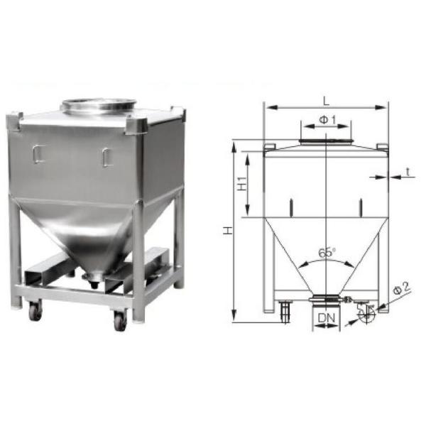 1200L Post Bin Blender Pharmaceutical Stainless Steel IBC Container Powder