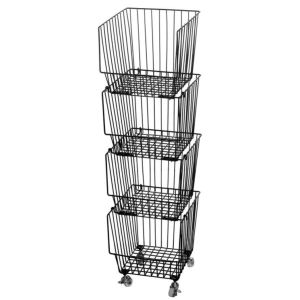 Galvanized Treatment Vegetable Display Rack For Supermarket With Four Baskets