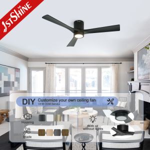 Low Profile 52inch Decorative Flush Mount Ceiling Fan With LED Light