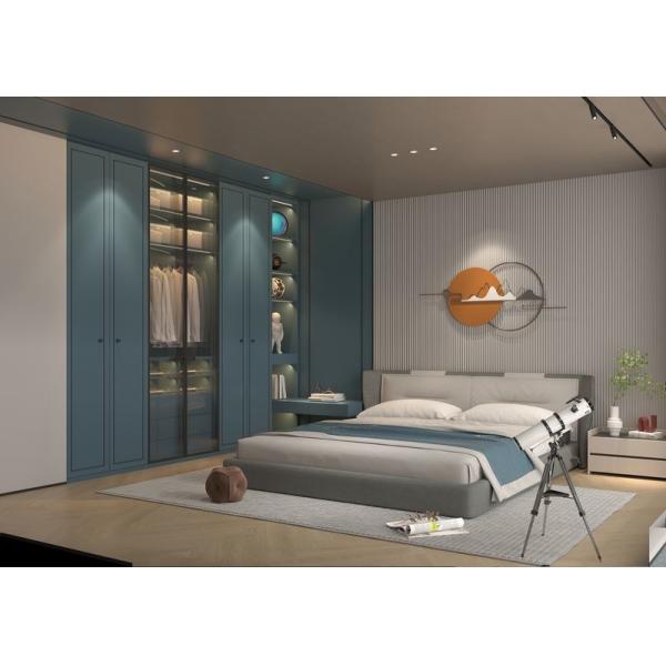 New Chinese Style Blue Grey Stainless Steel Wardrobe With Multiple Storage Solution